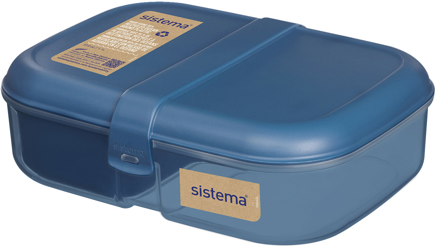 Sistema Három rekeszes ételtároló doboz joghurt tartóval, 1,1 l, sötétkék