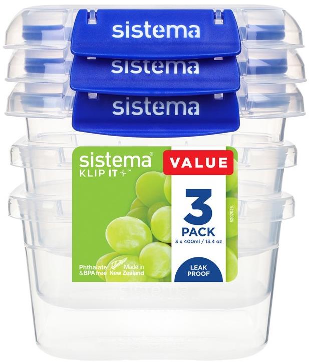 Sistema Ételtároló doboz szett, 3 db, 2 csattal, 400 ml