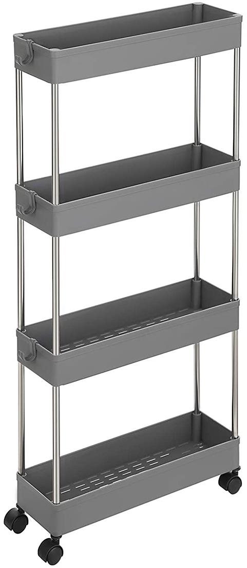 Songmics Gurulós polc, 4 polc, szürke