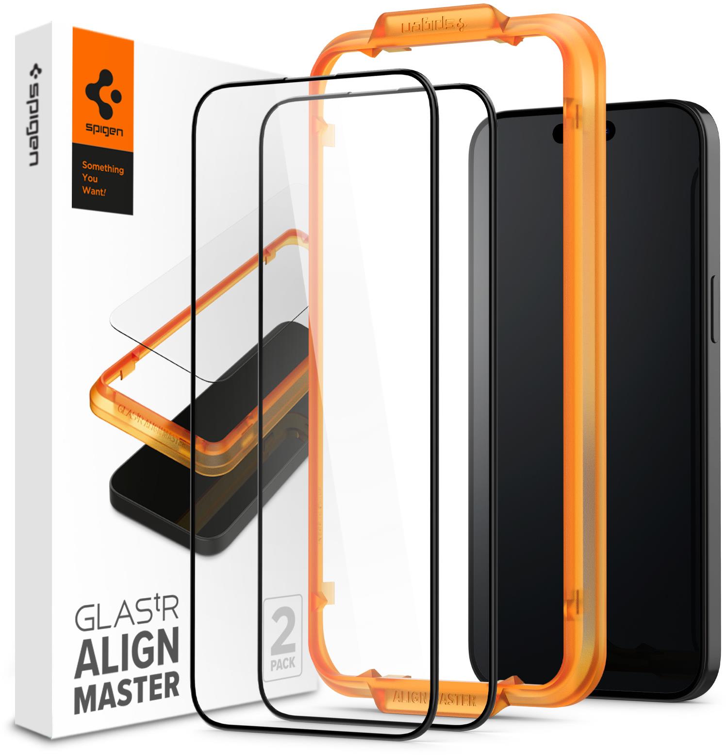 Spigen Glass tR AlignMaster 2 Pack FC Black iPhone 15 Pro Max üvegfólia