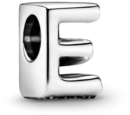797459 Letter E Alphabet Sterling Silver Charm for Women, Black - Adult
