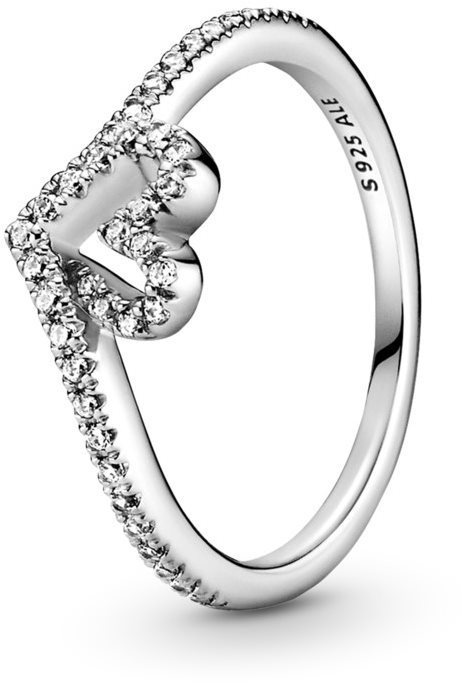 Pandora Cubic Zirconia Timeless Wish Sparkling Heart Ring - Silver
