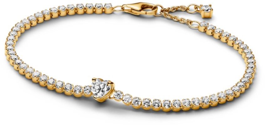 Pandora 14K Gold Plated Sparkling Heart Tennis Bracelet - Gold Plated