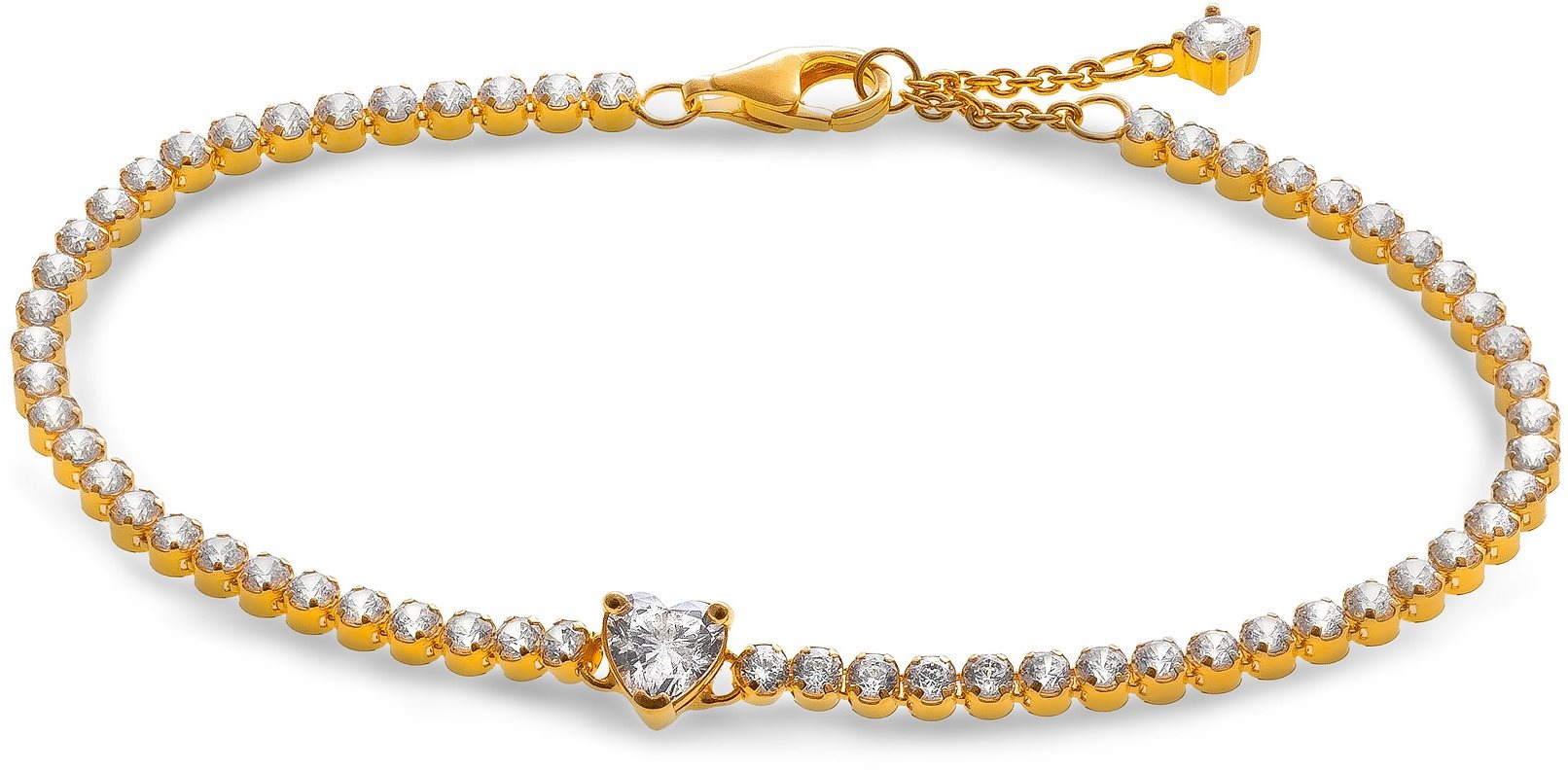 Pandora 14K Gold Plated Sparkling Heart Tennis Bracelet - Gold Plated