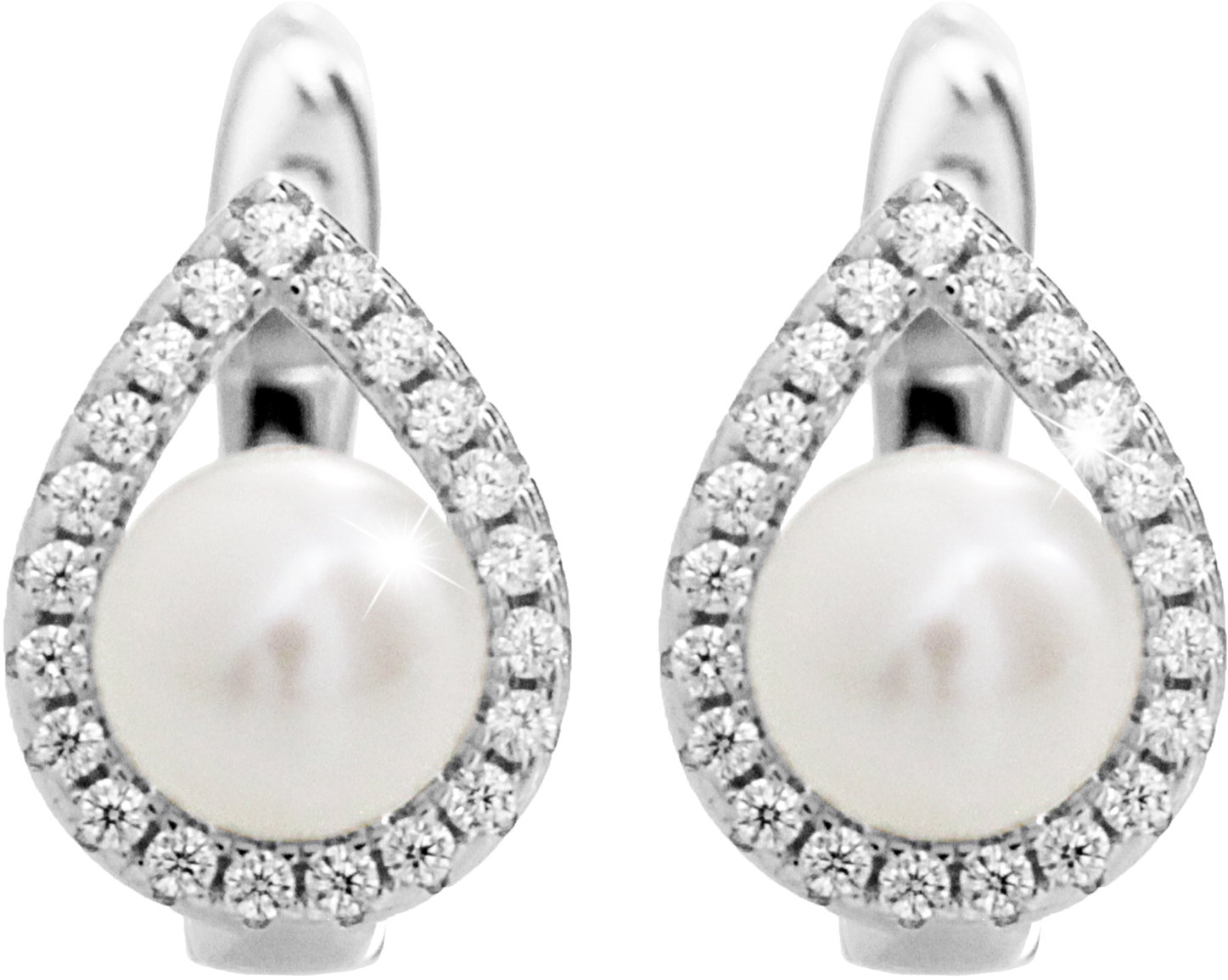 JSB Bijoux Csepp forma folyami gyönggyel és cirkóniummal Crystal 92400577cr (Ag925/1000, 3,18 g)