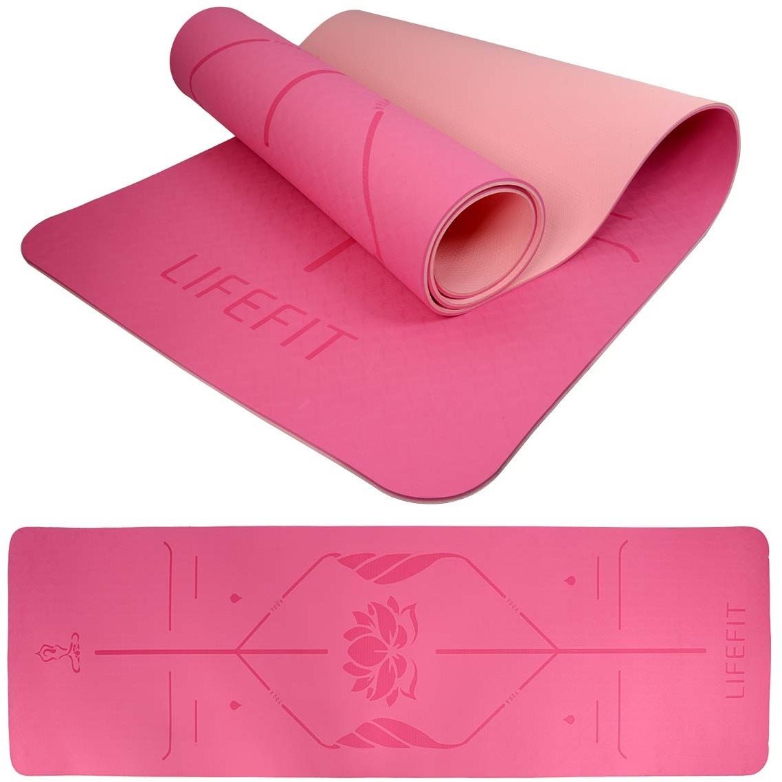 LIFEFIT Lotos Duo jógamatrac, 183x58x0,6cm, rózsaszín