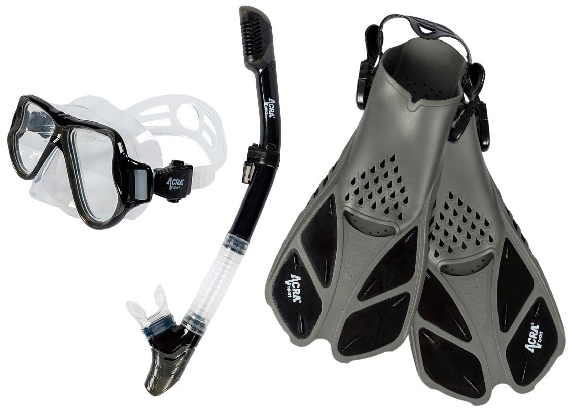 ACRA Snorkelling szett 3in1 M6213, fekete, búvárszemüveg, snorkel, uszonyok 36-41