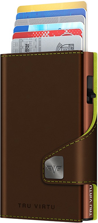 Tru Virtu Click & Slide vegan Bio Apple pénztárca, chocolate / green apple