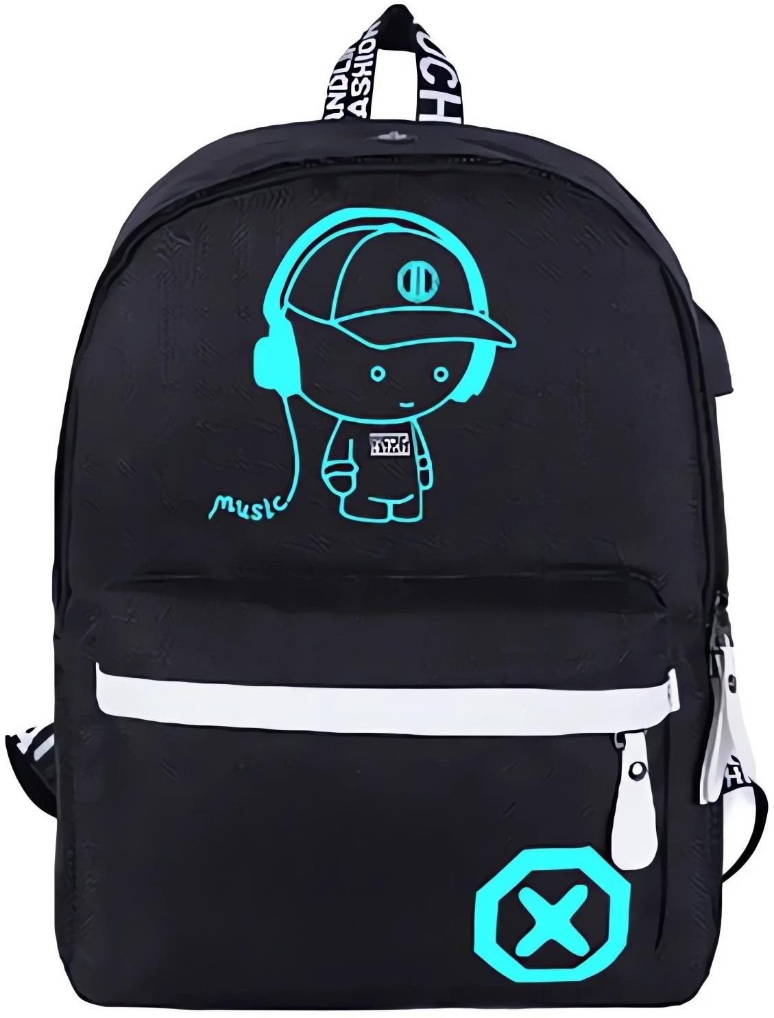 Verk 27137 világító uniszex okos hátizsák USB-vel, tolltartó és zár, 19 l, fekete