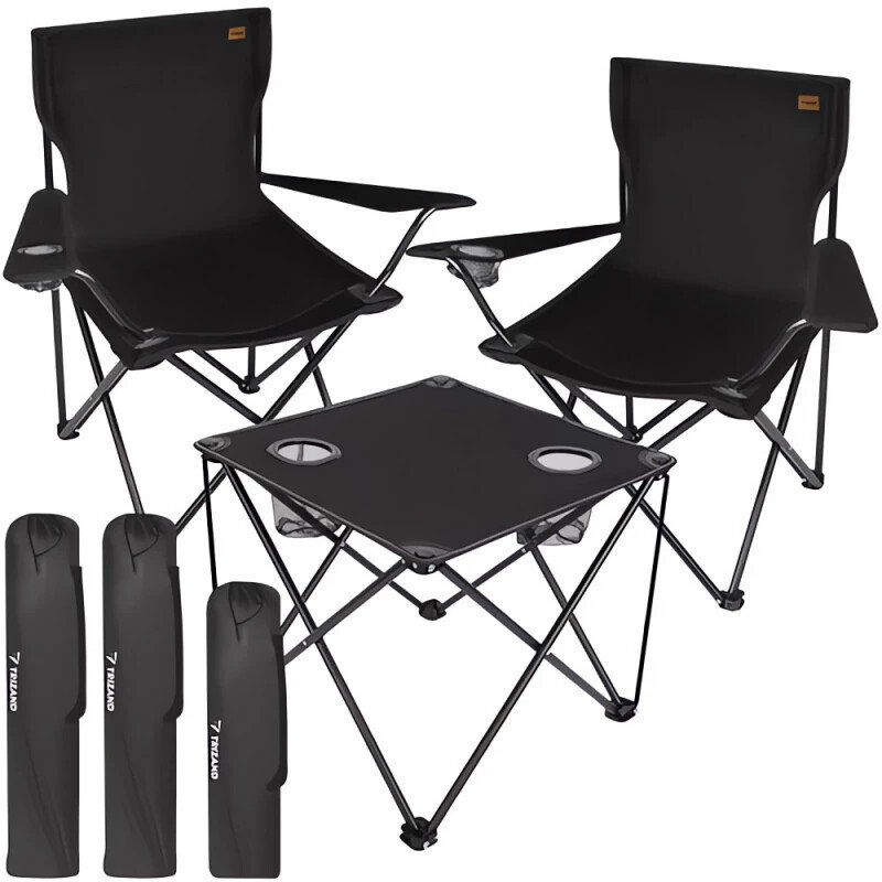 Trizand 25468 horgászasztal és szék szett, 3 részes, fekete