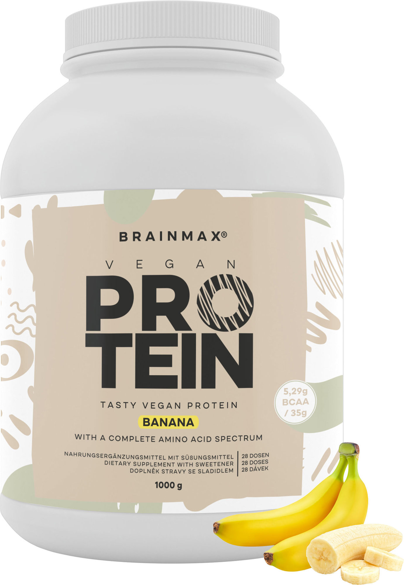 BrainMax Vegan protein, 1000g, banán