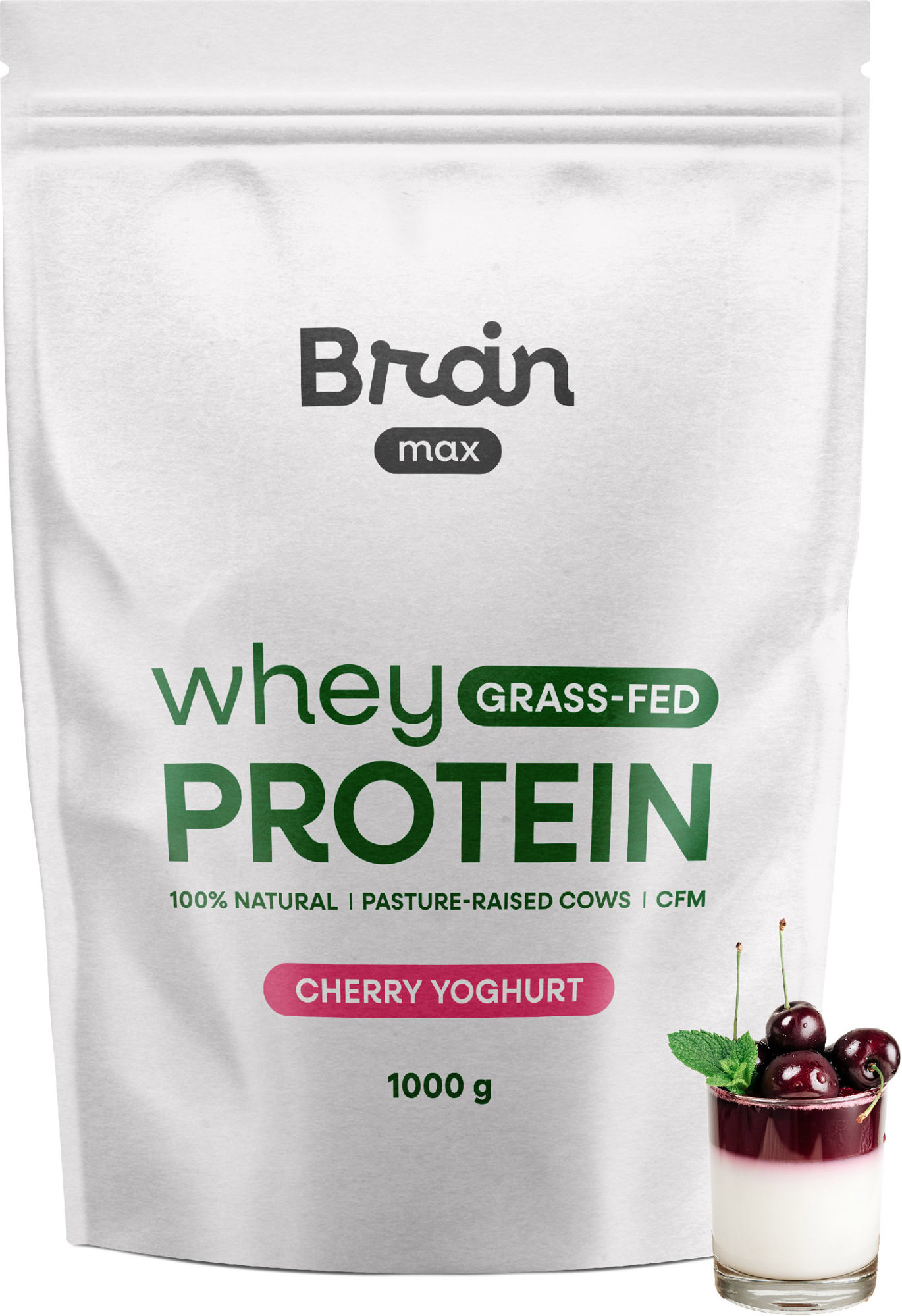 BrainMax Grass-fed Whey Protein, 1000g, cseresznyés joghurt