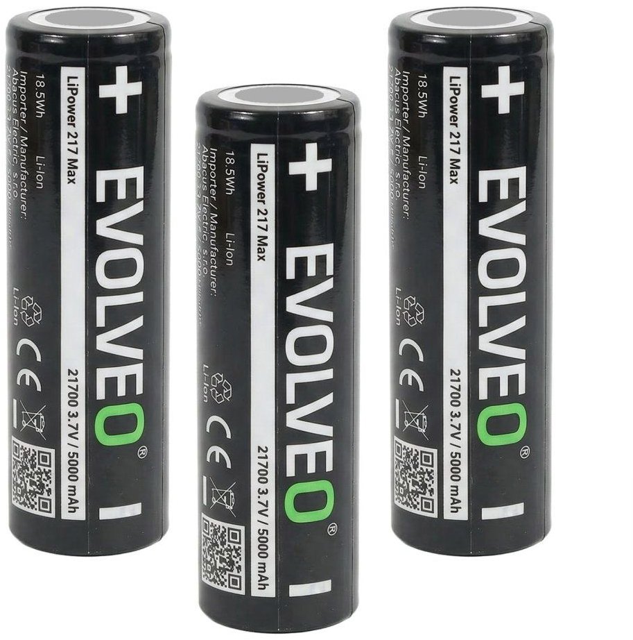 EVOLVEO LiPower 217 Max 5000 - 21700-as Li-ion akkumulátor (3,7 V / 5000 mAh) 3 db