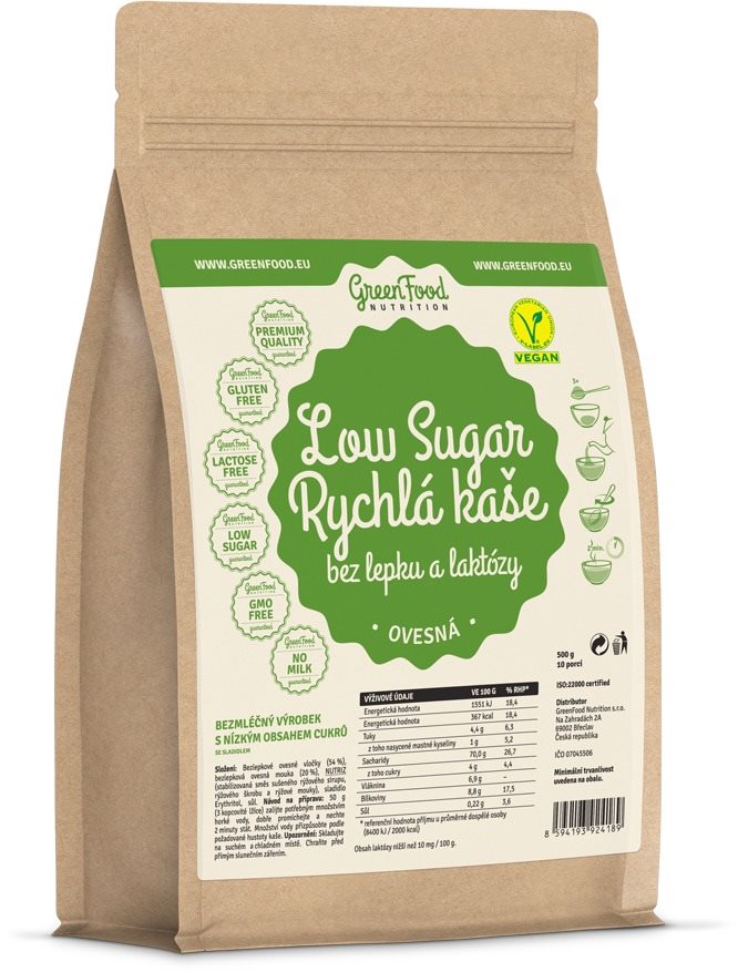 GreenFood Nutrition Low Sugar gyors zabkása, 500 g