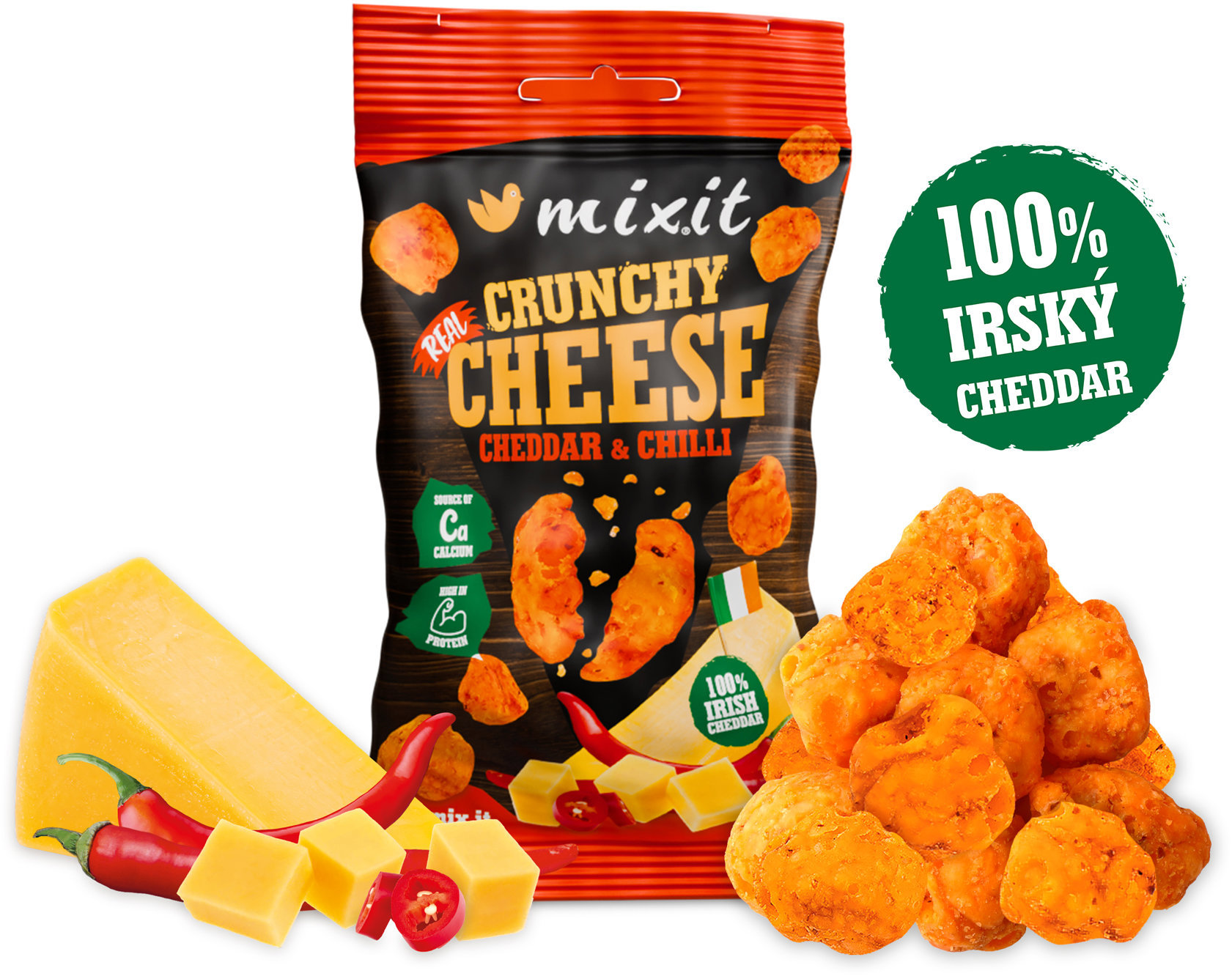 Mixit Ropogós sajt - Ír cheddar és chili, 20 g