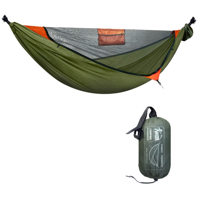 Traveler Shanbao Full - mesh net hammock Army green-Orange