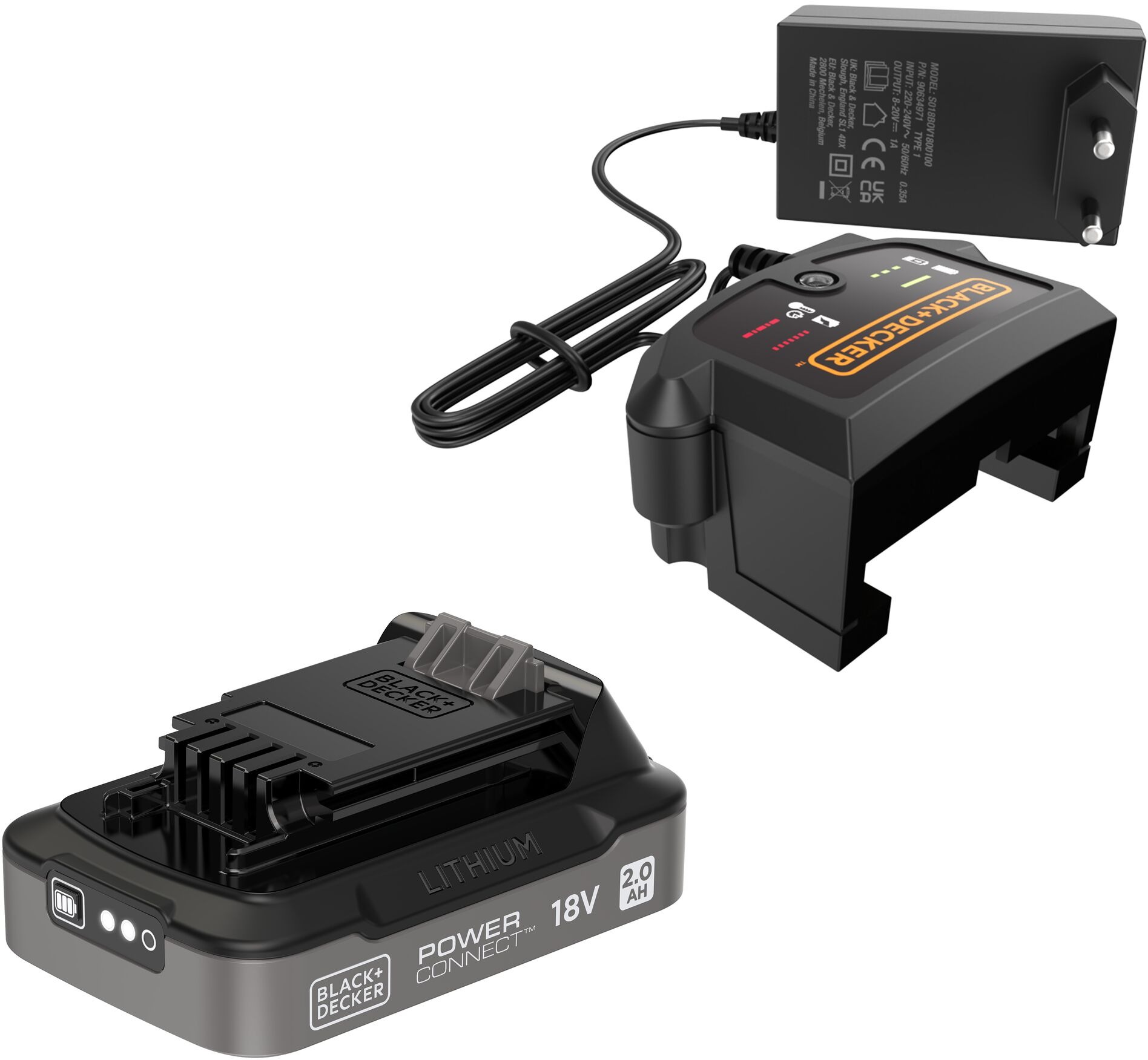 BLACK+DECKER SOC Li-Ion baterie 18V a 1A nabíječka (2 Ah)