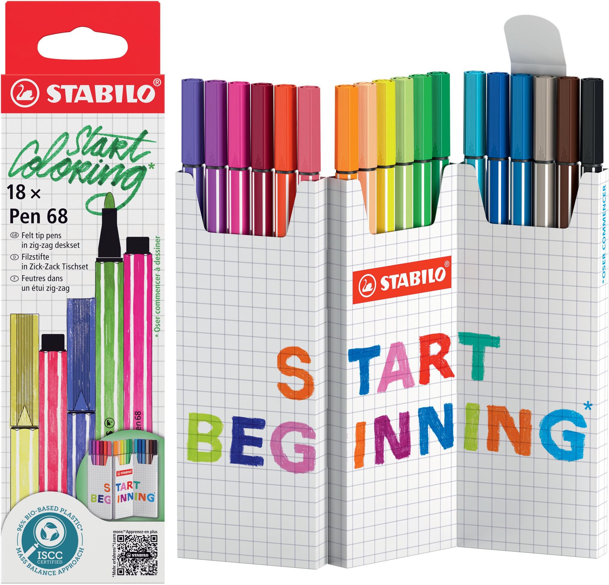 STABILO Pen 68 Zick-Zack Desk set, 18 szín