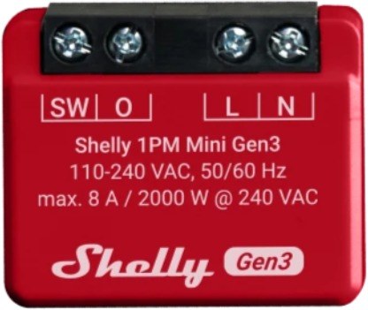 Shelly Plus 1PM Mini, kapcsolómodul, WiFi, Gen3
