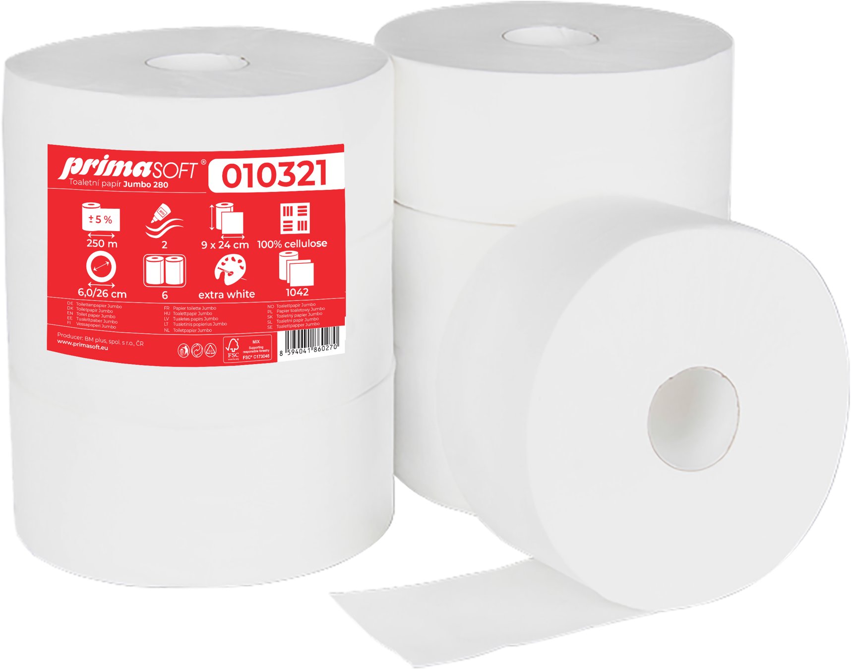 PRIMASOFT Jumbo 280 fehér cellulóz (6 darab)