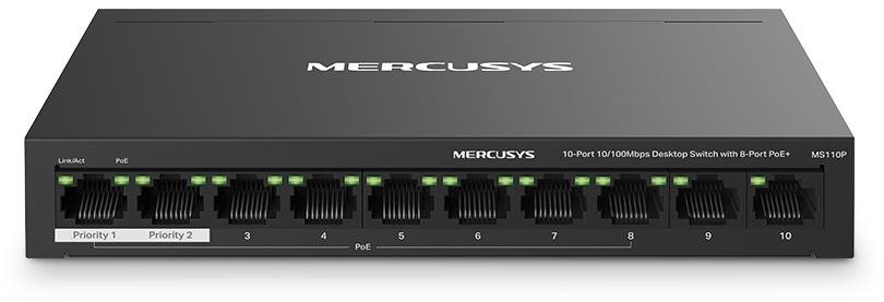 Mercusys MS110P, 10-Port switch, 8-Port PoE+