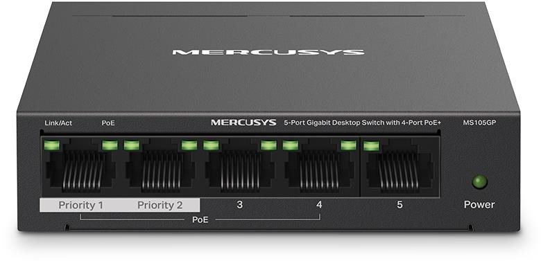 Mercusys MS105GP, 5-Port Gigabit switch, 4-Port PoE+