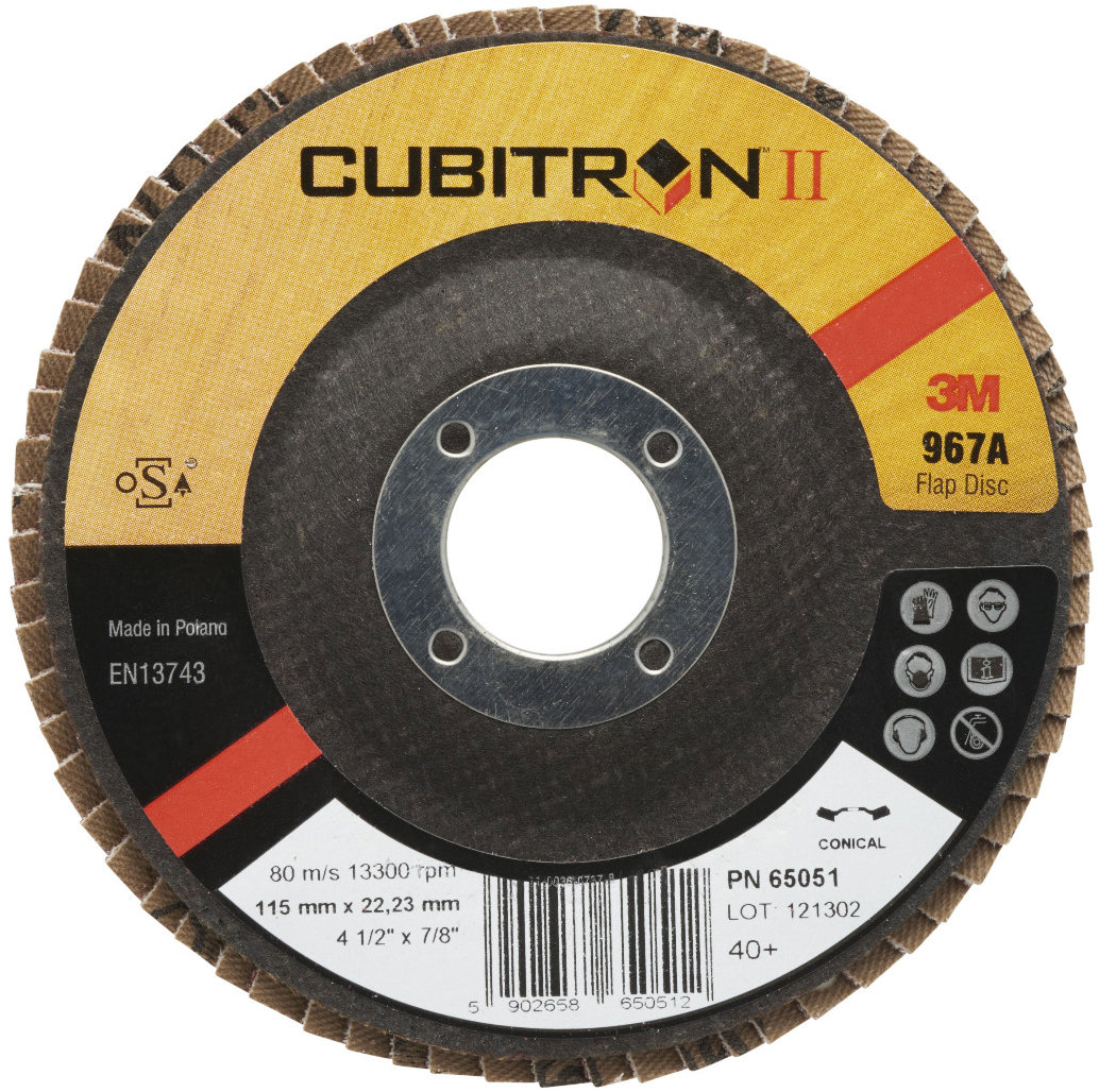 3M Cubitron II 967A lamellás korong, 115 mm átmérő, szemcseméret 40+