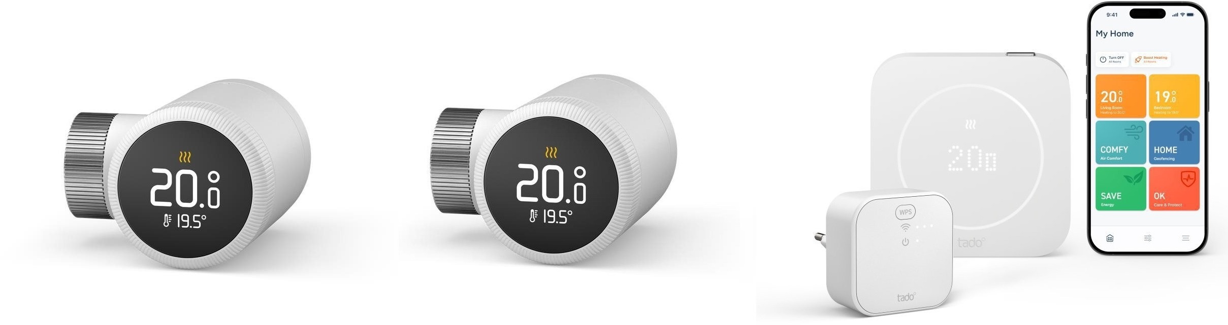 Tado Starter Kit: intelligens vezetékes termosztát + 2 db termosztátfej