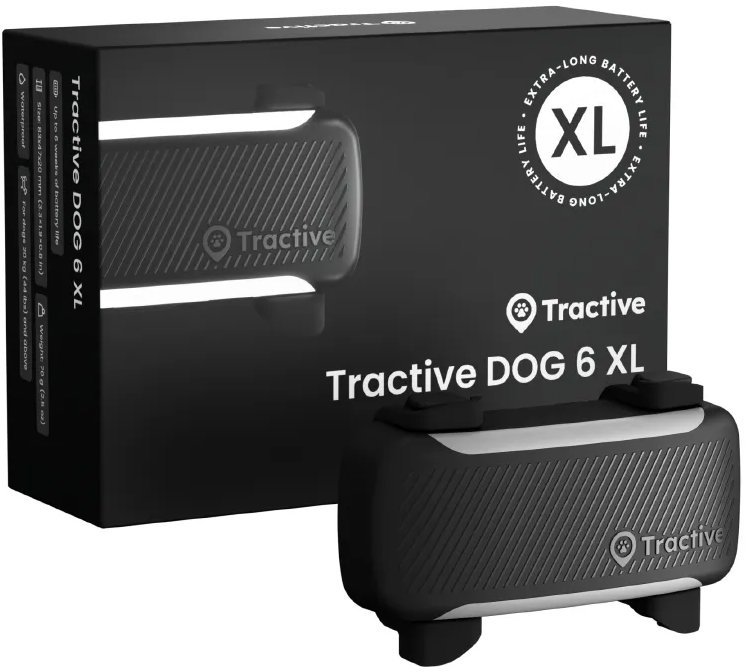Tractive DOG 6 XL GPS nyomkövető kutyáknak egészségfigyelővel és riasztásokkal, Fekete