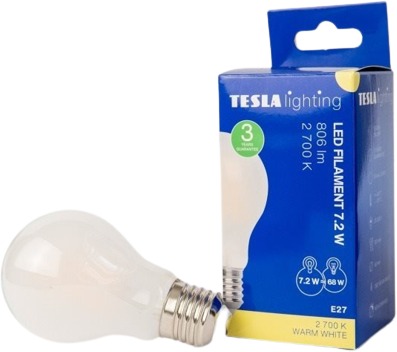 Tesla - LED izzó FILAMENT RETRO BULB E27, 7,2 W, 230 V, 806 lm, 25000 h, 2700K meleg fehér, 360°
