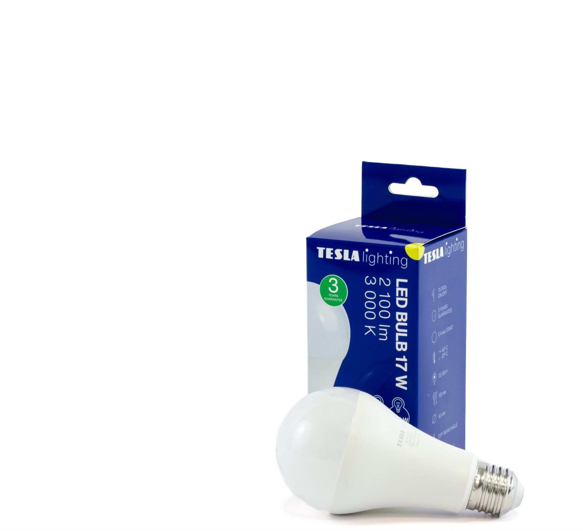 Tesla - LED izzó BULB E27, 17W, 230V, 2100lm, 25 000h, 3000K meleg fehér 220°