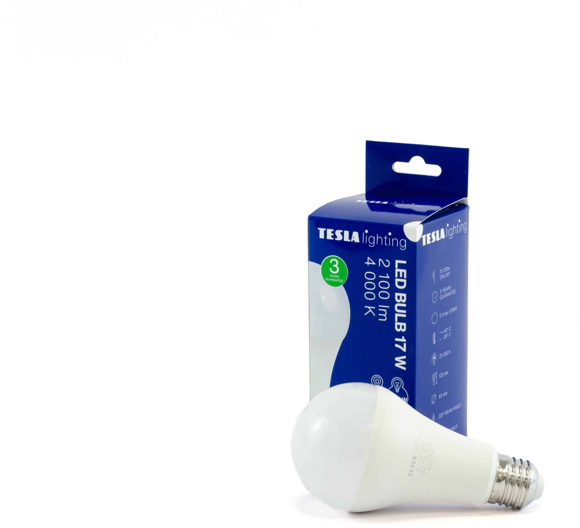 Tesla - LED izzó BULB E27, 17W, 230V, 2100lm, 25 000h, 4000K nappali fehér 220°