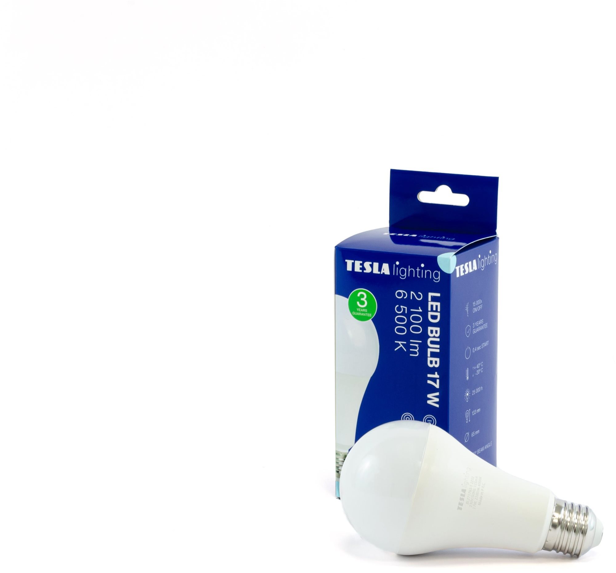 Tesla - LED izzó BULB E27, 17W, 230V, 2100lm, 25 000h, 6500K hideg fehér 220°
