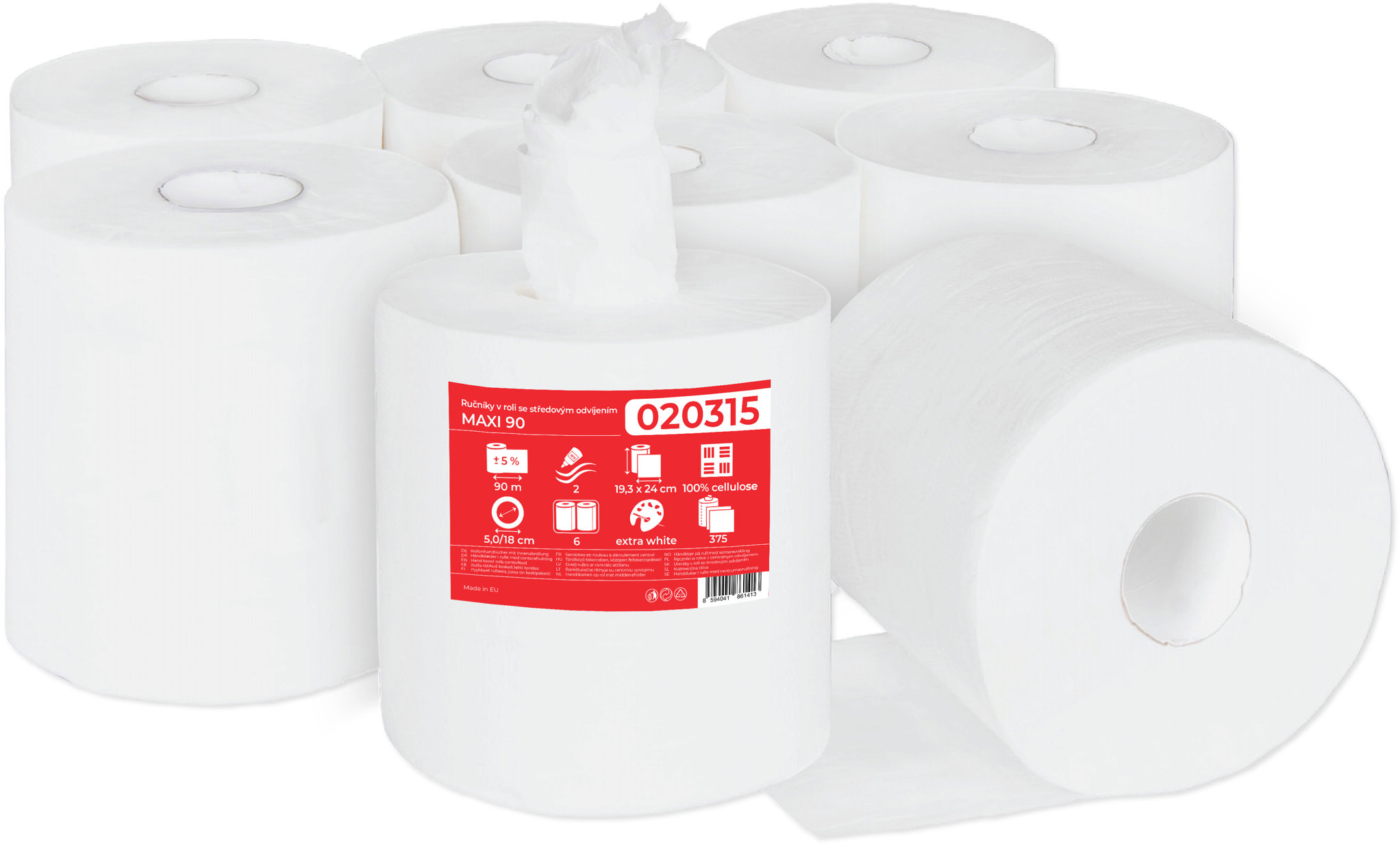 PRIMASOFT MAXI kéztörlő tekercs, 90 m, O18, 6 db