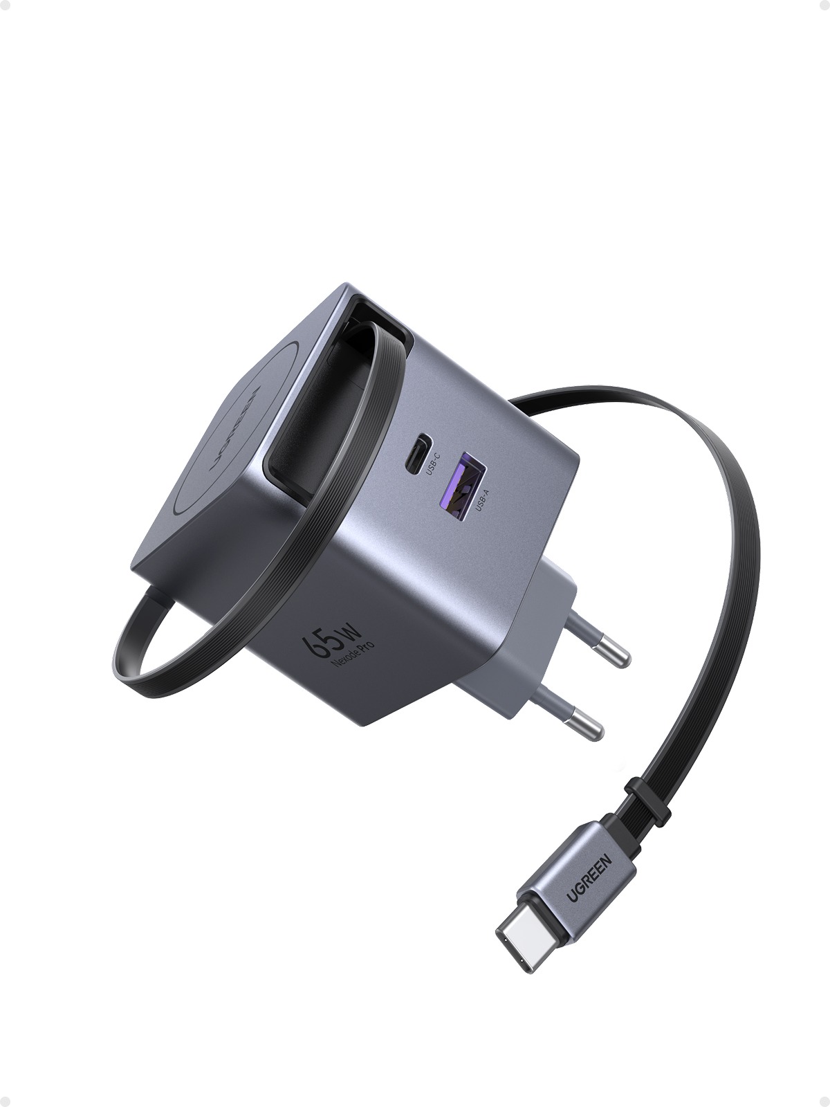 UGREEN 65W GaN Fast Charger with Retractable Cable