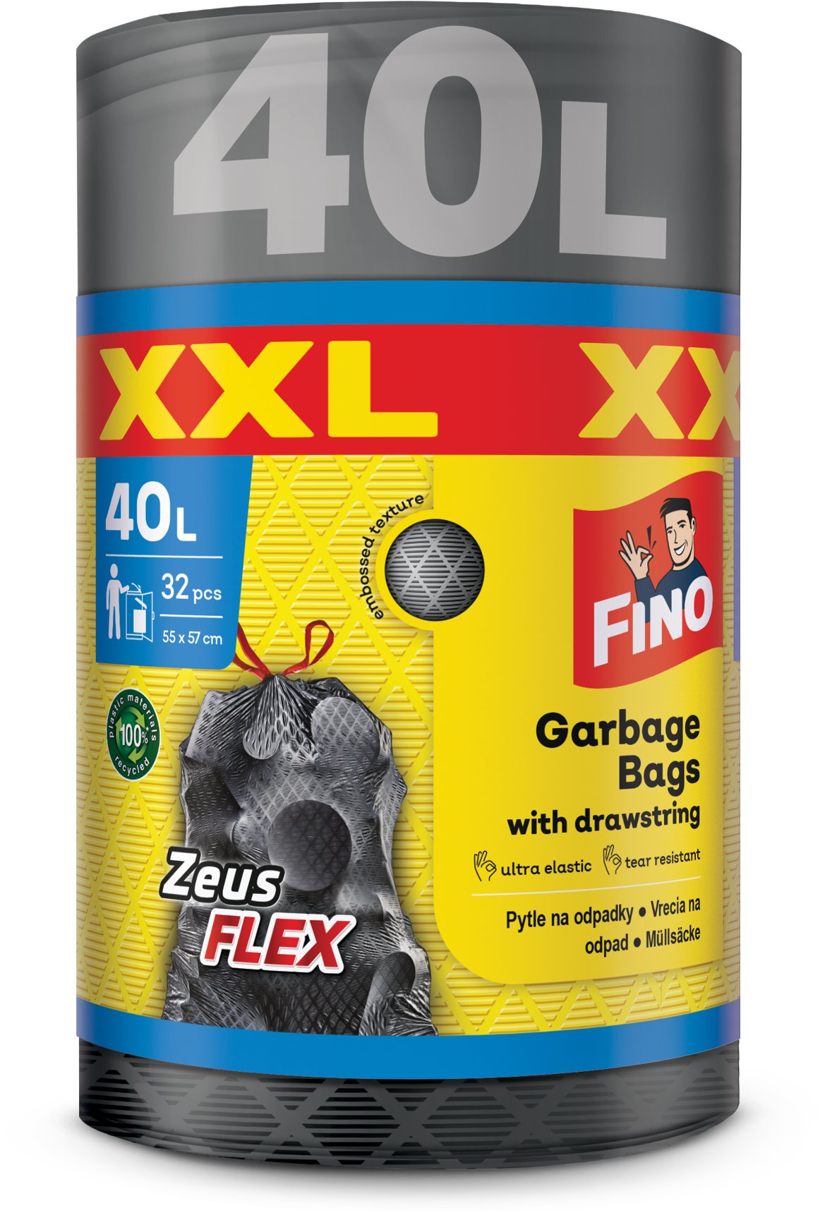 FINO Zeus FLEX visszahúzható zsákok 32µm, 40 l, 32 darab
