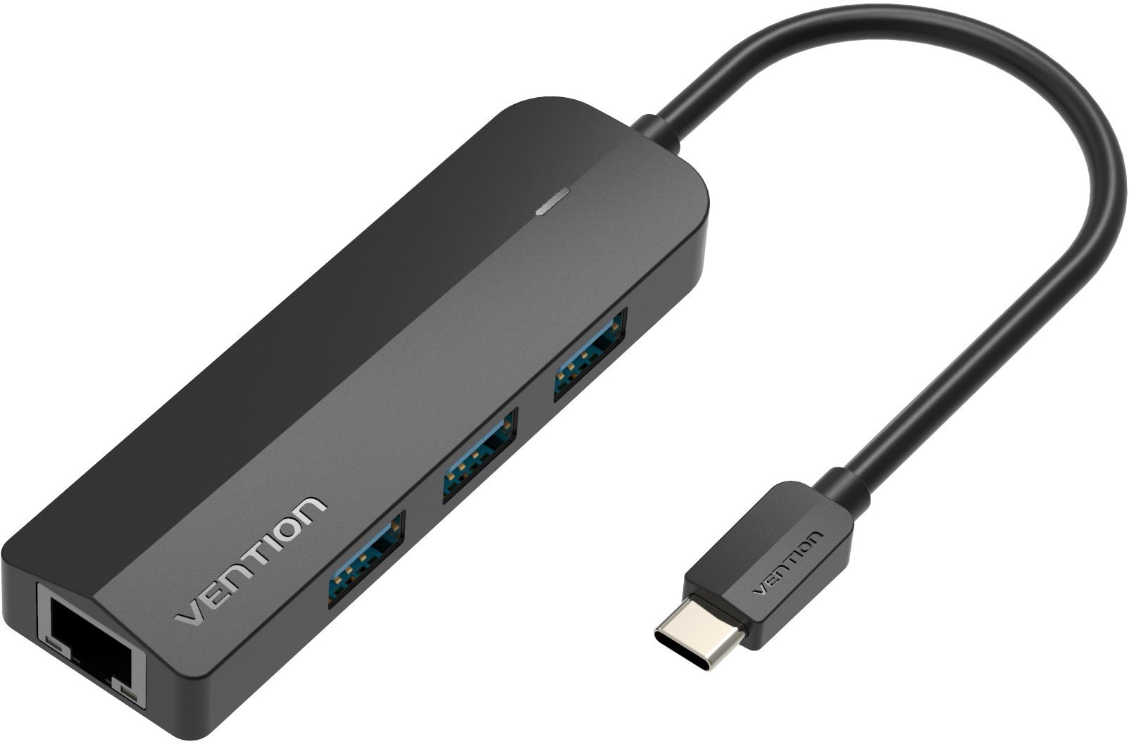 Vention Type-C (USB-C) to 3× USB 3.0 / RJ45 / Micro-B HUB 0.15M Black ABS Type