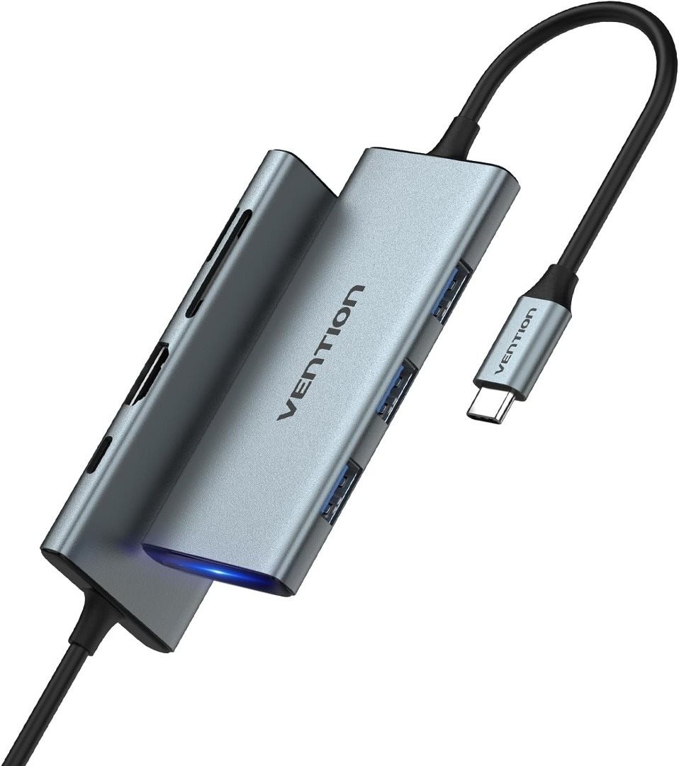 Vention 7-in-1 USB-C to HDMI/USB 3.0× 3 / SD / TF / PD Docking Station 0,15m Gray Aluminum Alloy Typ