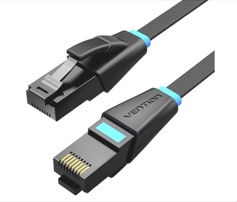 Vention Flat Cat.6 UTP Patch Cable, 1m, fekete