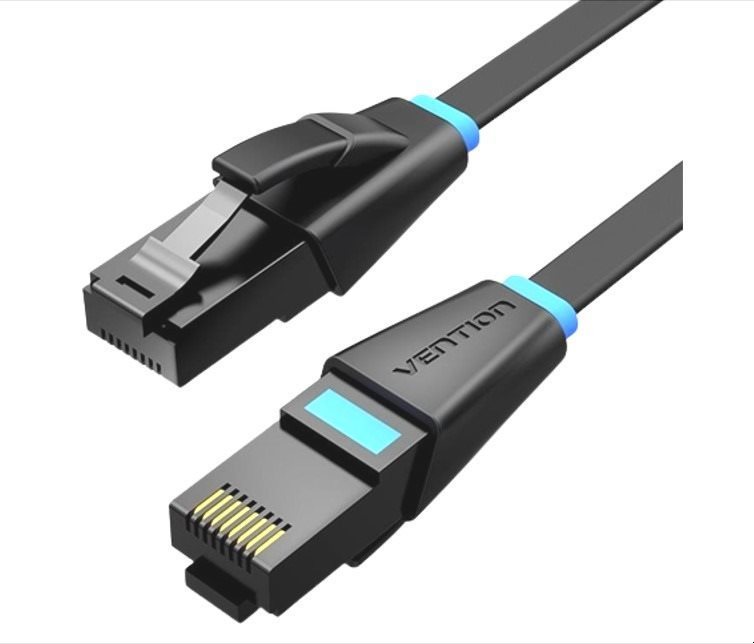 Vention Flat Cat.6 UTP Patch Cable, 10m, fekete