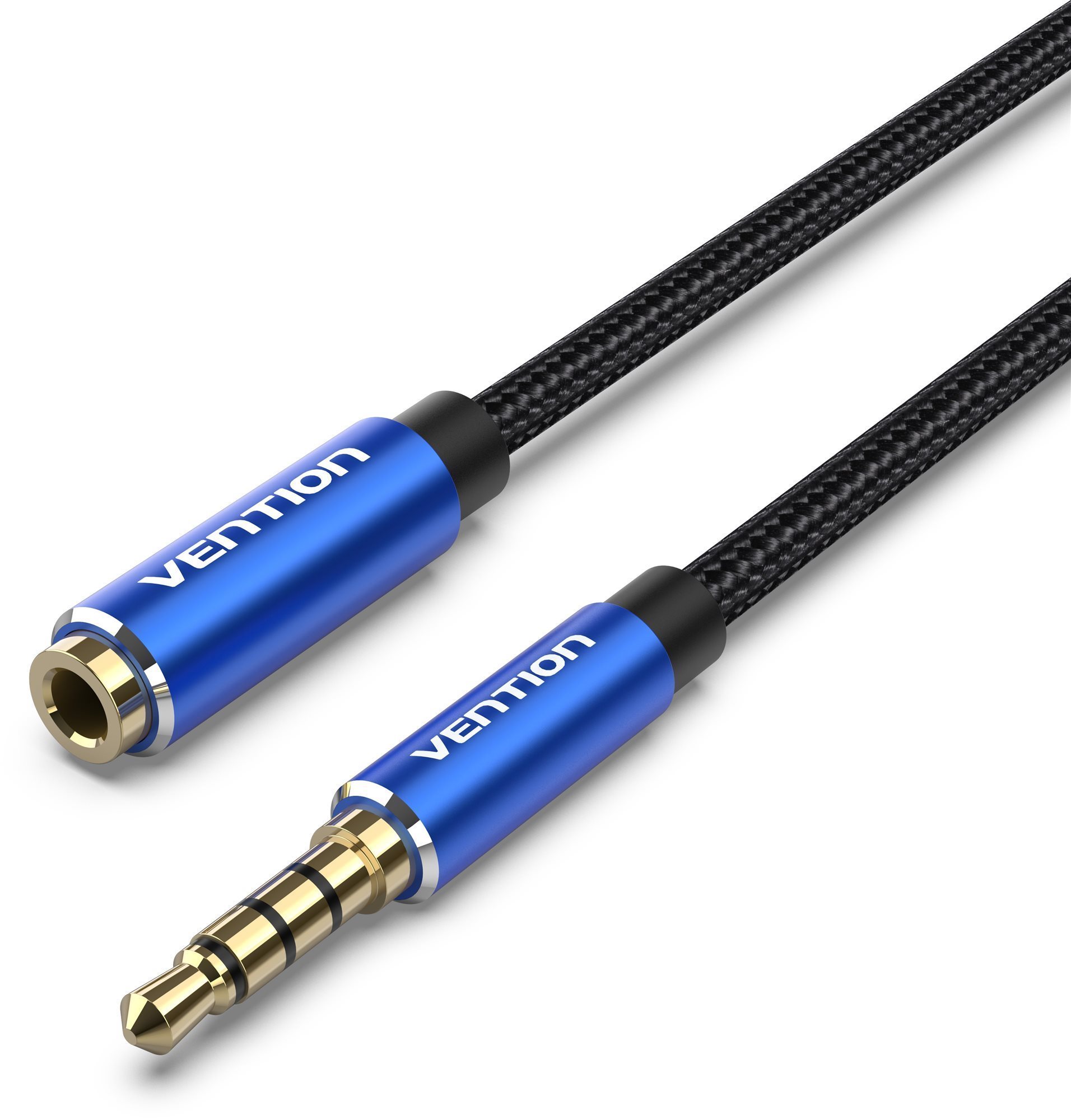 Vention Cotton Braided, TRRS, 3.5 mm, M to 3.5 mm F, Audio Extension, 1 m, Alu. Alloy Type, kék