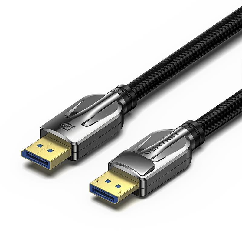 Vention Cotton Braided DP (DisplayPort) 2.0 10K Ultra Cable 3m Black Zinc Alloy Type