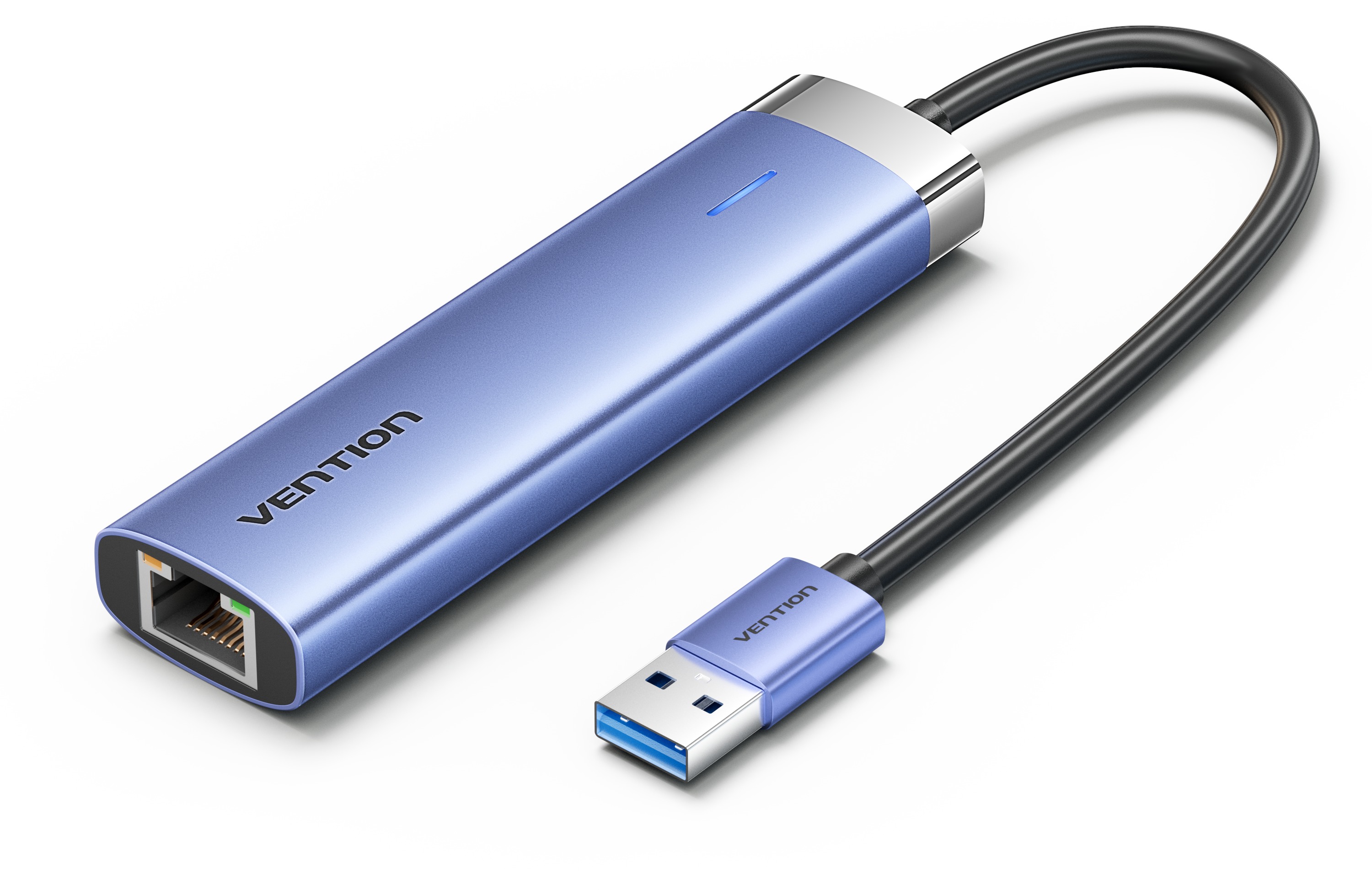 Vention USB 3.0 to USB 3.0 x 3/RJ45/USB-C Hub 0.15M Blue Aluminum Alloy Type