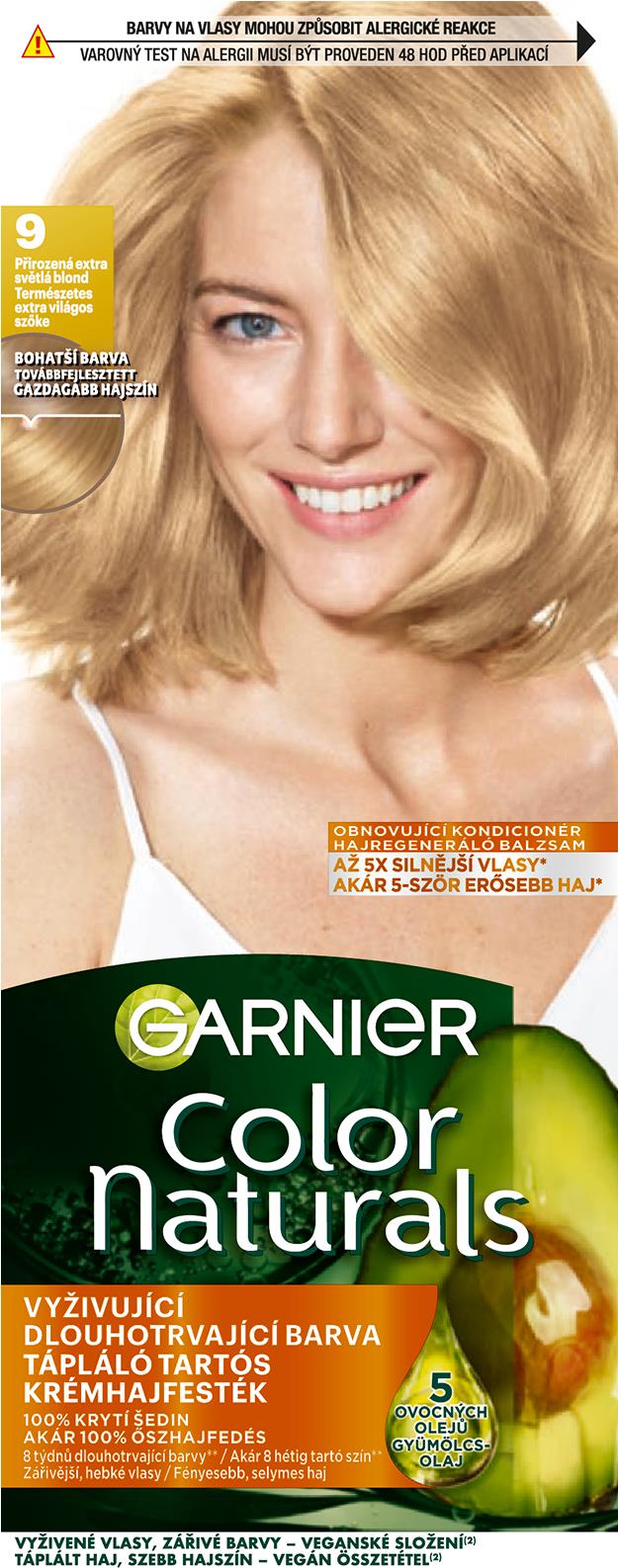 GARNIER Color Naturals tartós hajfesték 9 Természetes nagyon világos szőke, 60+40+12 ml