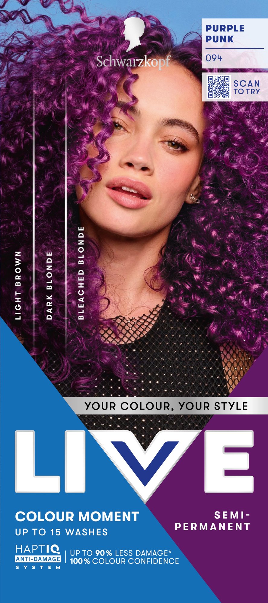 SCHWARZKOPF LIVE Color XXL féltartós hajfesték 94 Purple Pink, 50ml