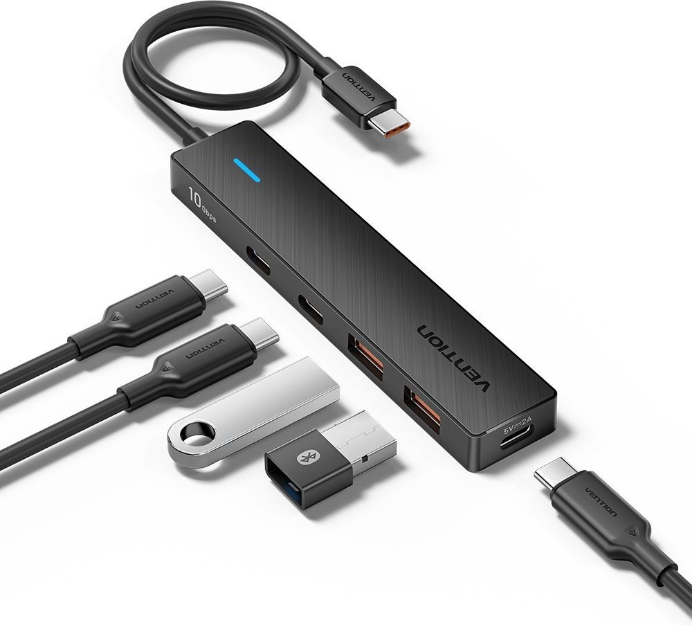 Vention 5-in-1 USB-C to 3 x USB-C / 2 x USB 3.2 Gen 2 10G Hub 0,15M Black