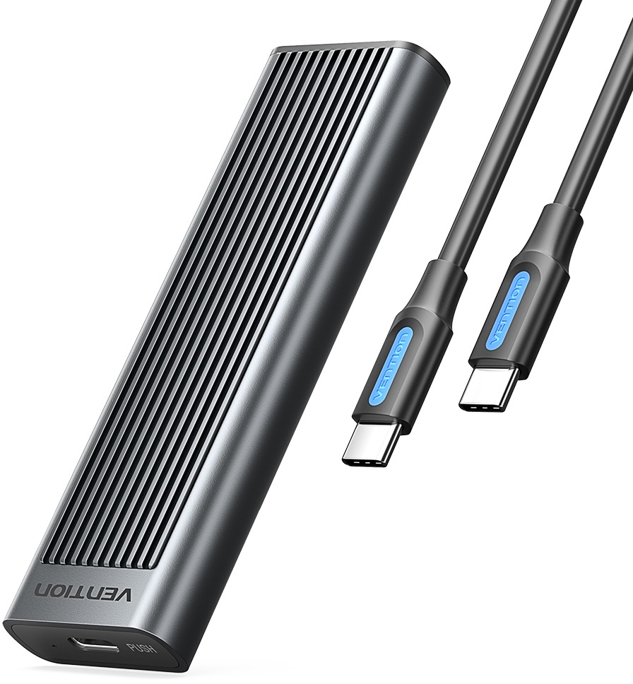 Vention M.2 NVMe and SATA SSD Enclosure USB-C Gray Aluminum Alloy Type
