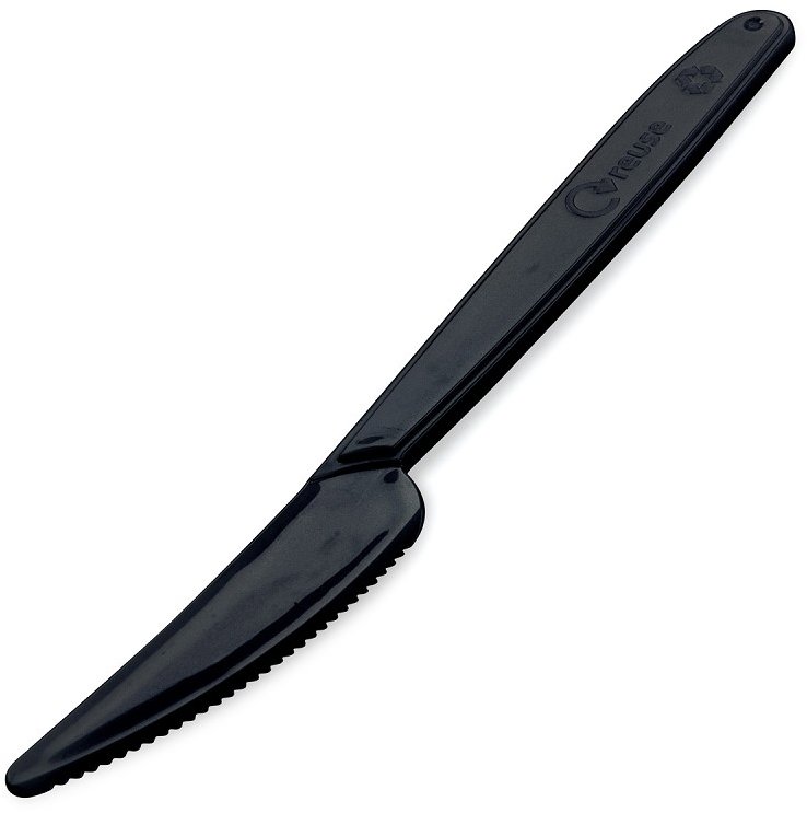 Wimex műanyag kés többszöri használatra, fekete, 18,5 cm, 50 db