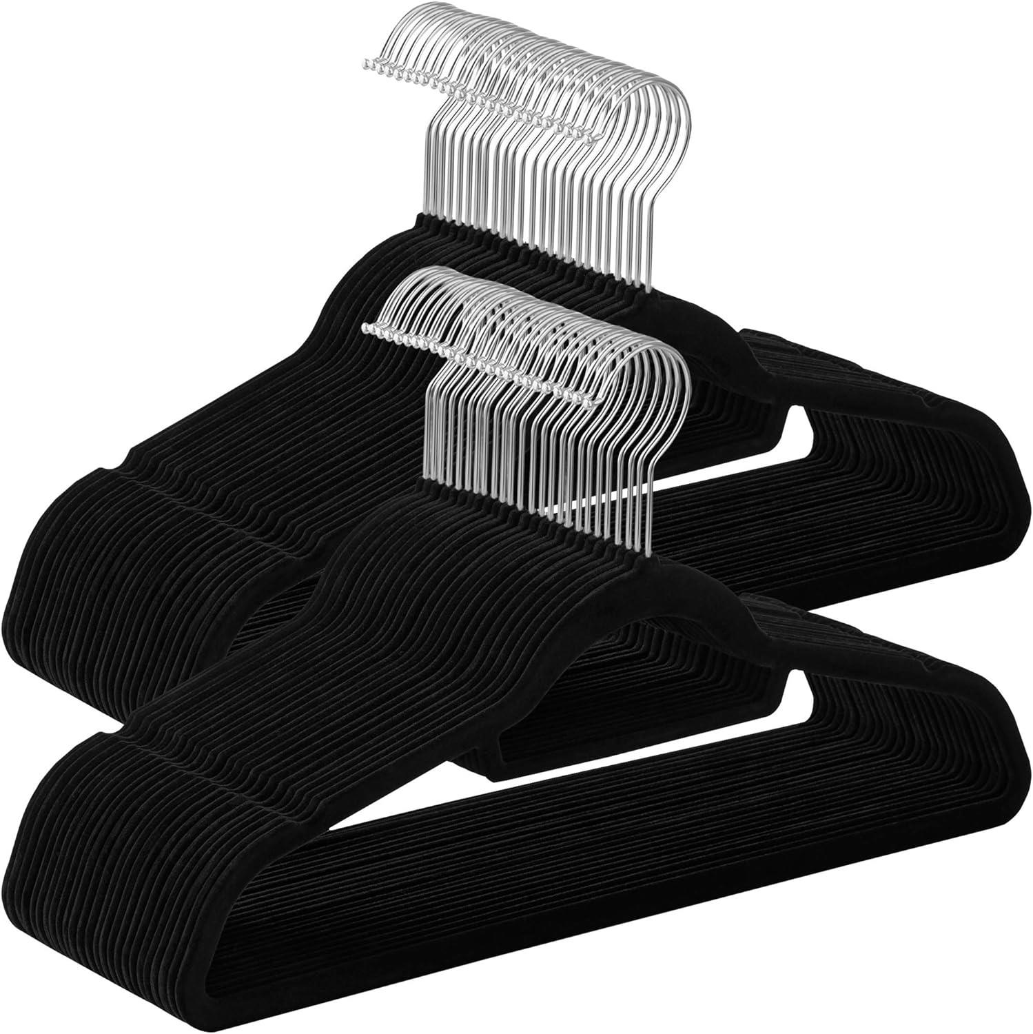SONGMICS Bársony, fekete, 50 darab, forgatható horog, 43 × 22 × 0,6 cm