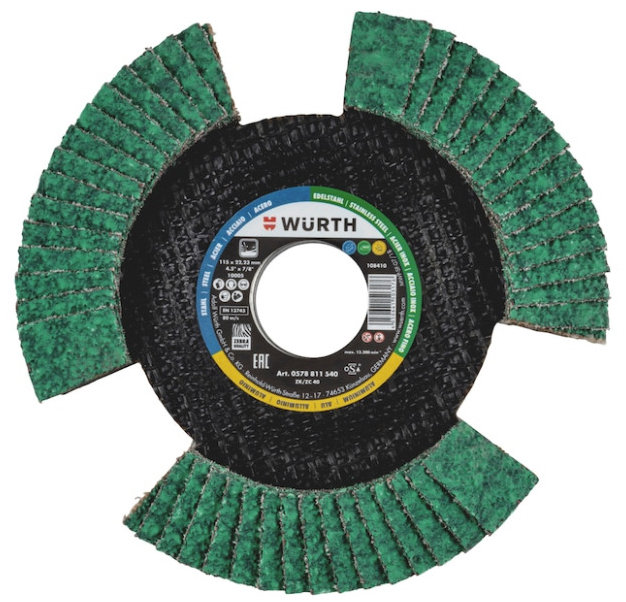 WÜRTH Lamellás csiszoló tárcsa, 115 mm, G40